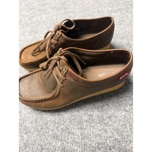 Clarks Padmore Brown Leather Moc Toe Lace Up Shoes Kids 5.5 UK 7.5 US